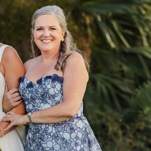 Marchesa Notte strapless embroidered organize and tulle gown